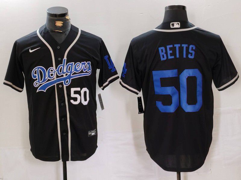 Men Los Angeles Dodgers 50 Betts Black Fashion Nike Game MLB Jersey style 41